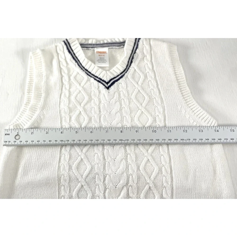 Gymboree Celebrate Spring Boy's White Cable‎ Knit Sweater Vest size M 7-8